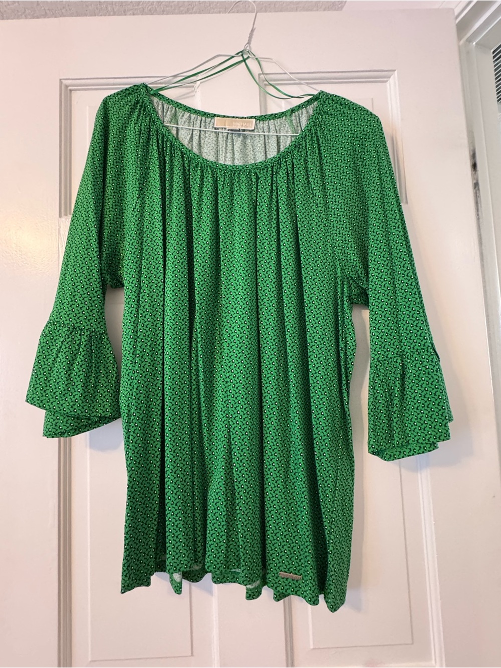 Michael Kors Green Patterned Skirt with Black Accents